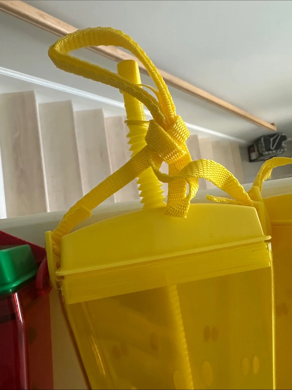 Kids Fruit-Shaped Drink Cup Canteen with Strap - Yellow Lemon & Red Watermelon